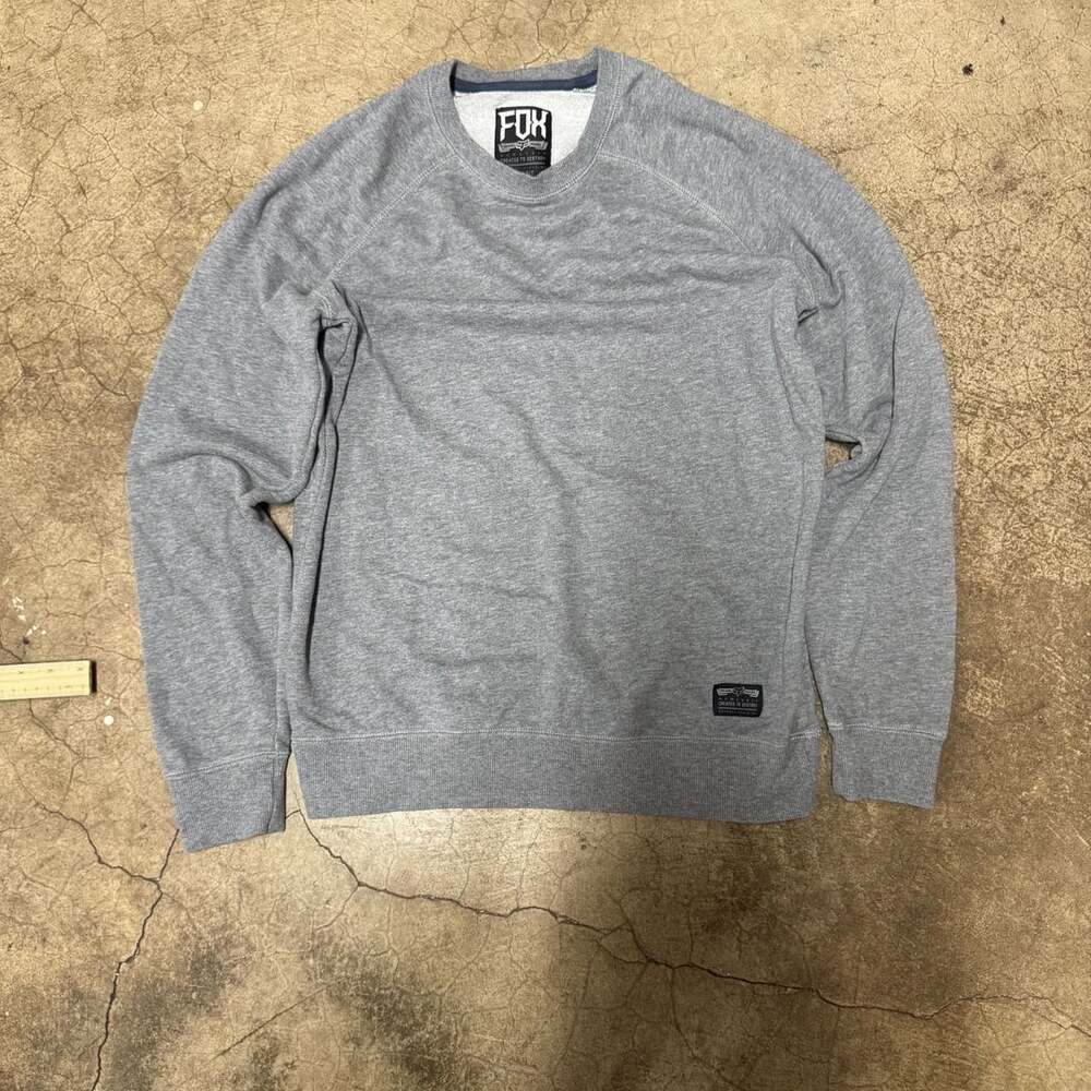 Fox Sweatshirt Size M Grey Slim Fit Crewneck Pullover